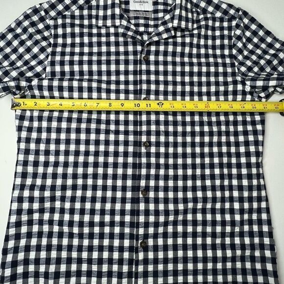 Goodfellow & Co. Short Sleeved Button-Up Navy/Black Plaid Seersucker - Sz M - Picture 7 of 11